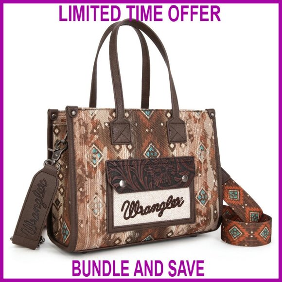 Aztec Tote Bag with Zipper Closure, Floral Design, 11x8.8x4.5 Inches